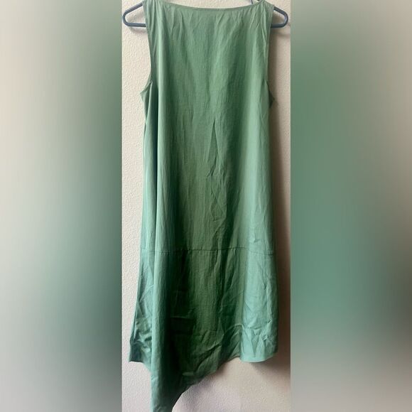 Eileen Fisher Sandwashed Tencel Asymmetrical Shift Dress in Nori Green Size XS - Picture 6 of 7